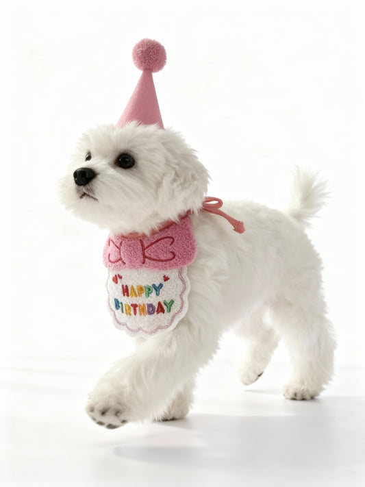 Adorable Puppy Birthday Hat & Bandana Set