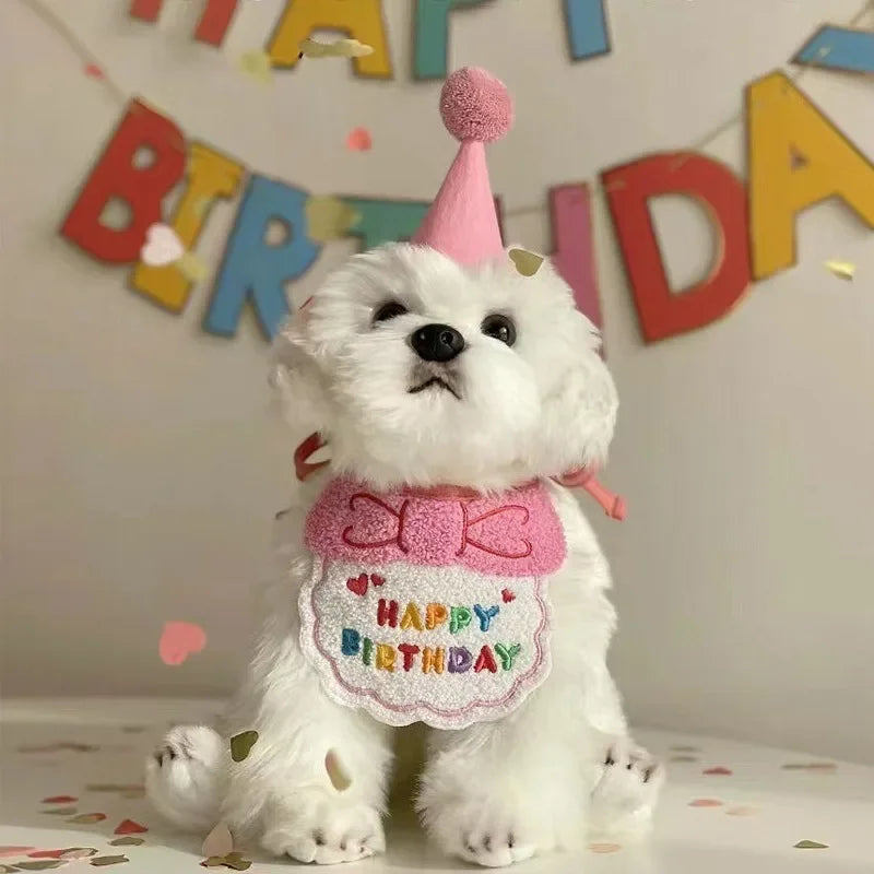 Adorable Puppy Birthday Hat & Bandana Set